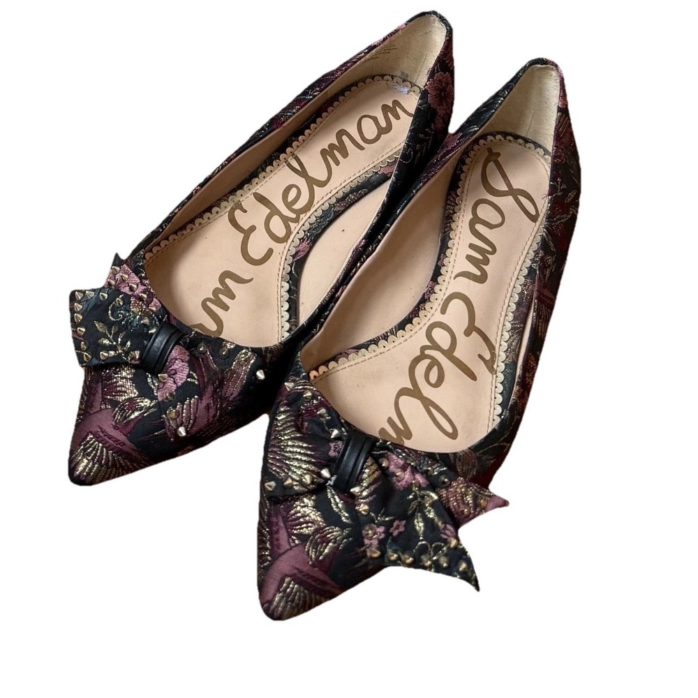 Sam Edelman Raisa Tapestry Ballet Slip On Point Toe Flats 8.5 Fall Purple Gold
